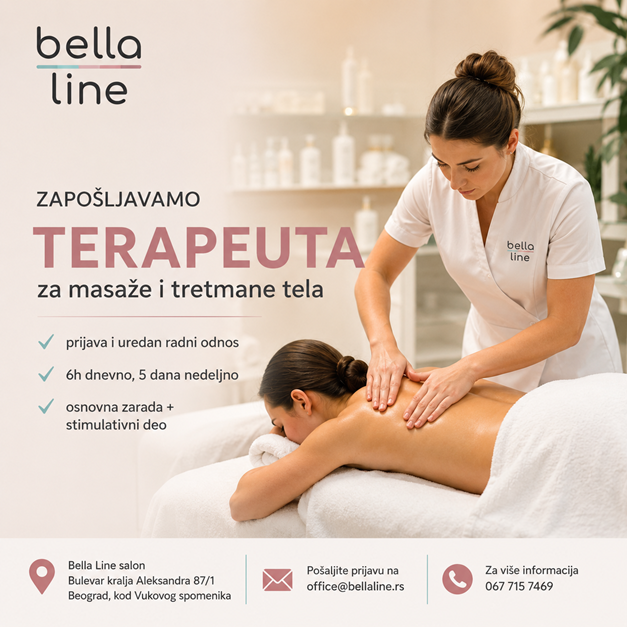 Bella Line zapošljava terapeuta za masaže i tretmane tela